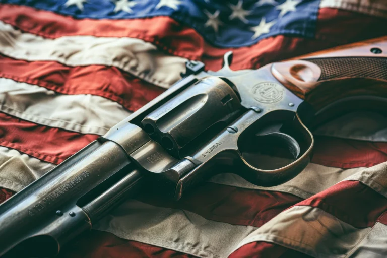 Pistol and American Flag